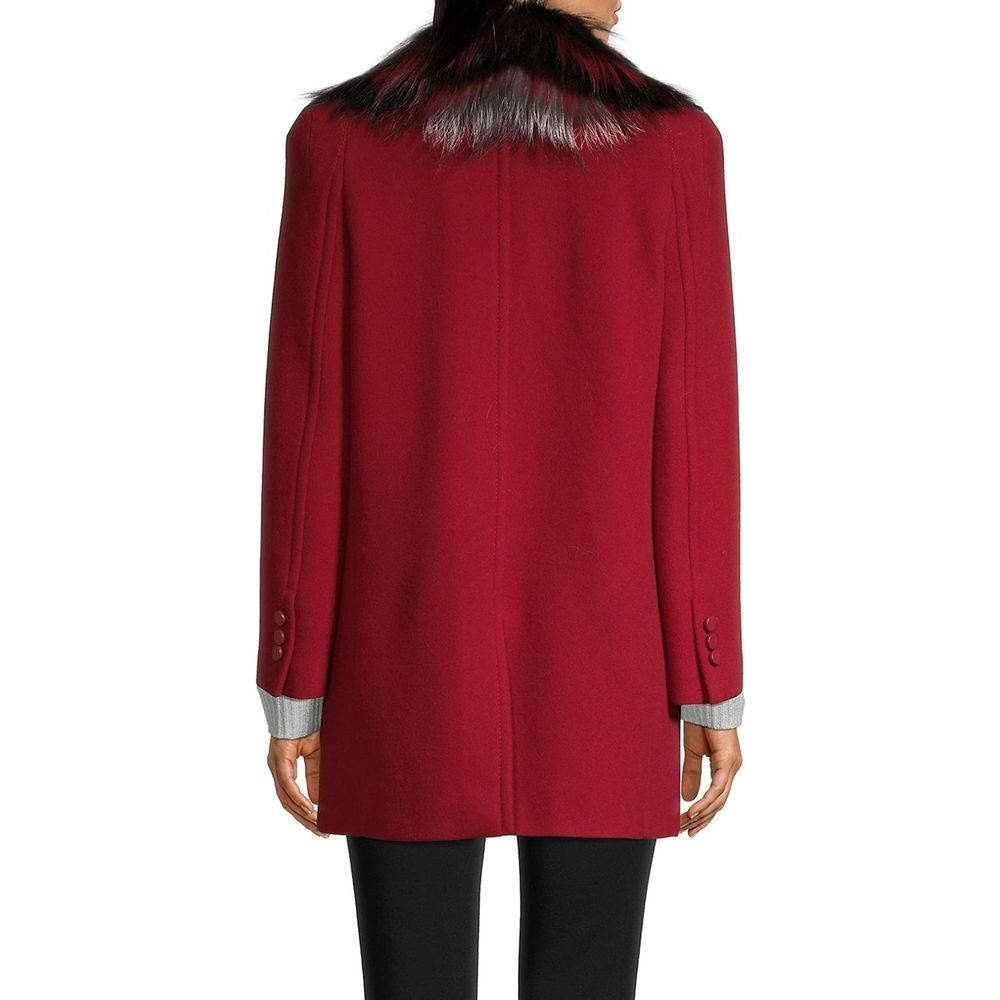 Fendi Eleganter Roter Wollmantel aus reiner Jungfrau-Wolle